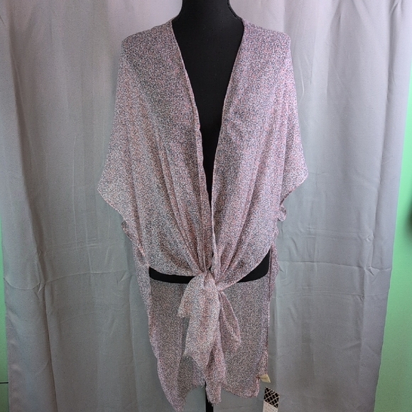 Floral Kimono with Tie Front - Picture 1 of 10